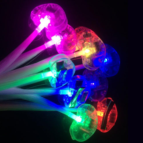 LED Flashing Fiber Optic Hair Accessories, Multicolor Changing Barrettes for Party, Dancing, 10 Pieces