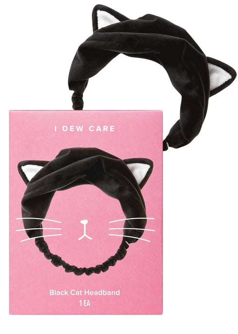 I DEW CARE Face Wash Headband - Black Cat | Adorable Design for Washing & Cleansing, Quick Dry
