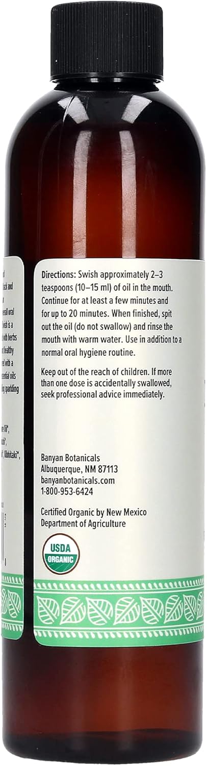 Banyan Botanicals Daily Swish Mint - Organic Ayurvedic Oil Pulling Mouthwash with Coconut Oil, 8oz