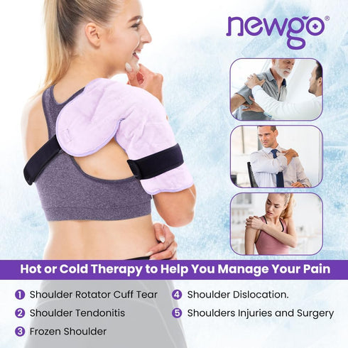 NEWGO XL Reusable Shoulder Ice Pack Wrap for Injuries & Pain Relief, Bursitis, Tendonitis, Swelling - Purple