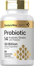 Doctor's Way Probiotic Supplement - 50 Billion Active Organisms - 90 Capsules for Men and Women