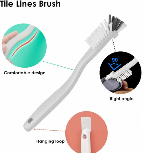 Kitchen Scrub Brush, 2023 Upgraded Right Angle Cleaning Brush for Sink and Pot Edge Corners, Stiff Bristle for Crevice