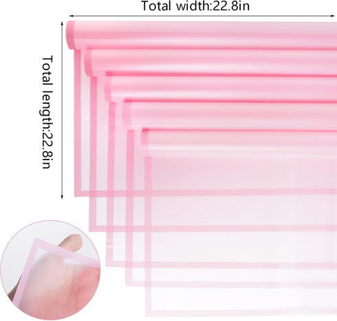 lyy-biuty 20 Sheets Flower Wrapping Paper Bouquet Floral Wrapping Paper Pink Border Flower Wrapping Paper Floral Paper for Bouquet Flower Gift Packaging DIY Crafts,22.8 x 22.8 inch(Pink)