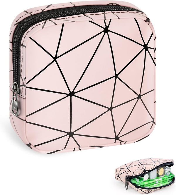 SIDESUGAR Discreet Period Bag Waterproof Geometric PU Sanitary Napkin Storage Bag Portable Menstrual