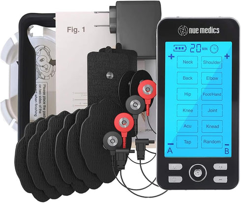 Tens Unit Machine Pulse Massager for Pain Relief, Rechargeable Muscle Stimulator Device with 24 Massage Modes, 10 Pads