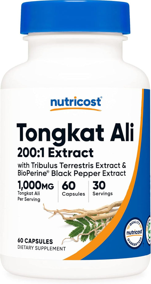 Nutricost Tongkat Ali 1,000mg 60 Capsules - Vegetarian, Non-GMO, with Tribulus Terrestris