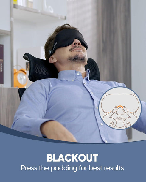 MZOO Sleep Eye Mask for Side Sleeper, 3D Light Blocking Patented Design Night Blindfold, Black