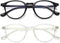 Dollger Blue Light Blocking Glasses, Vintage Round Frame Eyeglasses for Women Men, 2 Pack Transparent and Black