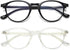 Dollger Blue Light Blocking Glasses, Vintage Round Frame Eyeglasses for Women Men, 2 Pack Transparent and Black