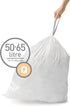 Packs, 20 Count, 50-65 13.2-17.2 simplehuman Code Q Custom Fit Drawstring Trash Bags in Dispenser Liter / Gallon, White
