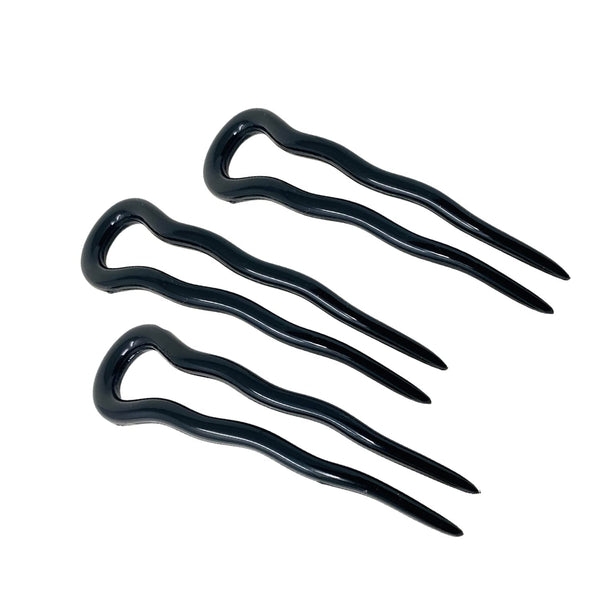 Parcelona French Mystic Wavy Set of 3 U Shaped Hair Pins for Women Fashion Flexible Durable Girls Styling Accessories