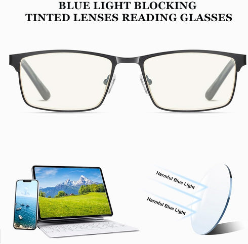 EYECEDAR 5-Pack Reading Glasses for Men, Metal Frame Spring Hinges with Computer Readers, 2.50