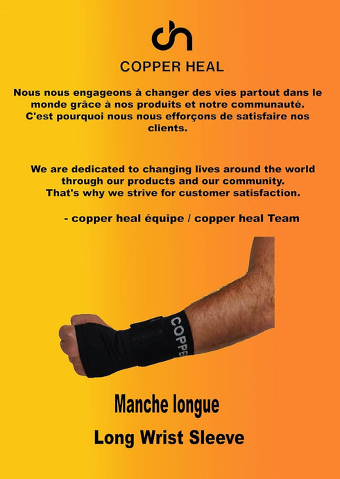 COPPER HEAL Wrist Support Brace, Copper Infused Compression Wrap for Carpal Tunnel, Adjustable Fit for Pain Relief