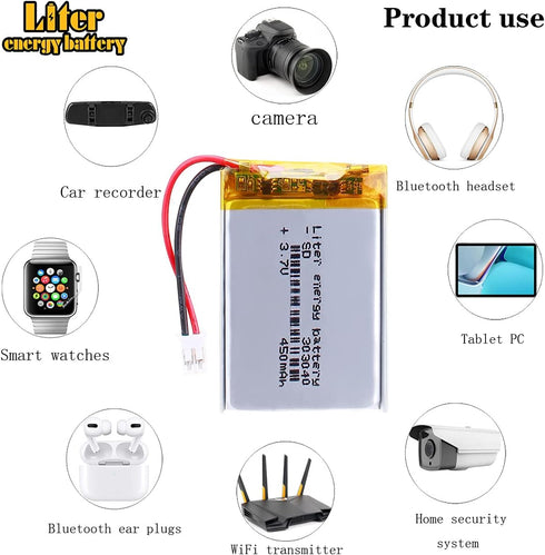 3.7V 450mAh Lipo Battery Rechargeable Lithium Polymer 303040 with JST Connector