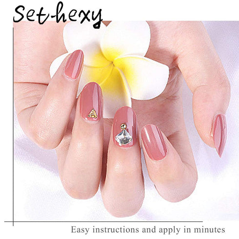 Sethexy Short Oval False Nails - 500Pcs Full Cover Acrylic Nail Tips for Art Nail Design (Clear)