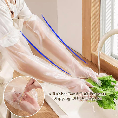 50pcs Disposable Long Arm Gloves, 23.6inch Household Cleaning Gloves, Thick Kitchen Dishwashing Gloves