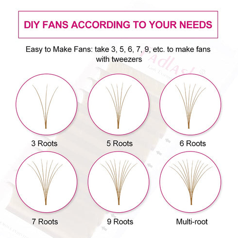 Volume Eyelash Extensions 0.07 C Curl, Faux Mink Self Blooming Colored Lash Extensions, 8-14mm (Blond 0.07-C)