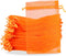 PMLAND 100 Pcs Organza Mesh Drawstring Bags, 4 x 6 Inches for Jewelry Party Favors, Orange