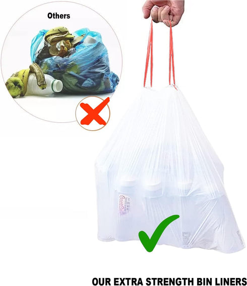 2.6 Gallon Drawstring Trash Bags, 100 Count Multifold Roll Garbage Bags for Home Office Bathroom Kitchen