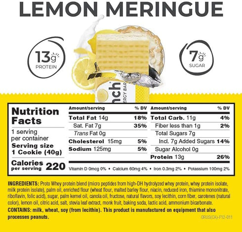 Power Crunch Protein Wafer Bars, High Protein Snacks, Lemon Meringue, 1.4 Ounce (12 Count)