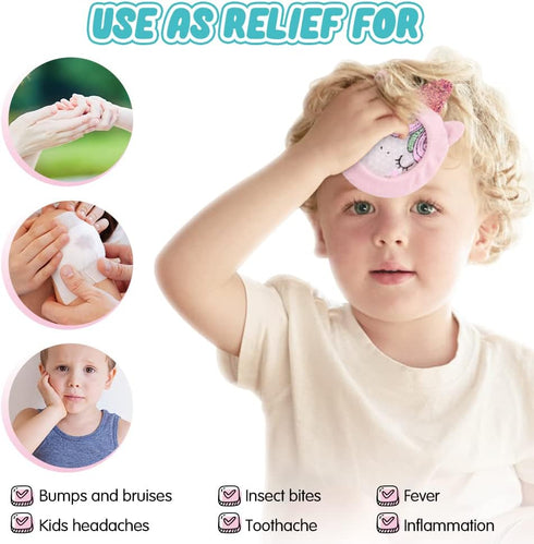 Hilph Kids Ice Packs for Boo Boos, Reusable Cold Packs with Sleeves for Kids Injuries, Toddler Animal Ice Packs Hot Cold Therapy for Kids Bumps, Swelling, Wisdom Teeth (3 Packs)