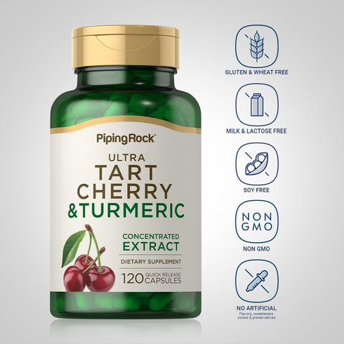 Piping Rock Turmeric and Tart Cherry Capsules | 120 Count | with Black Pepper Extract | Vegetarian, Non-GMO, Gluten Free