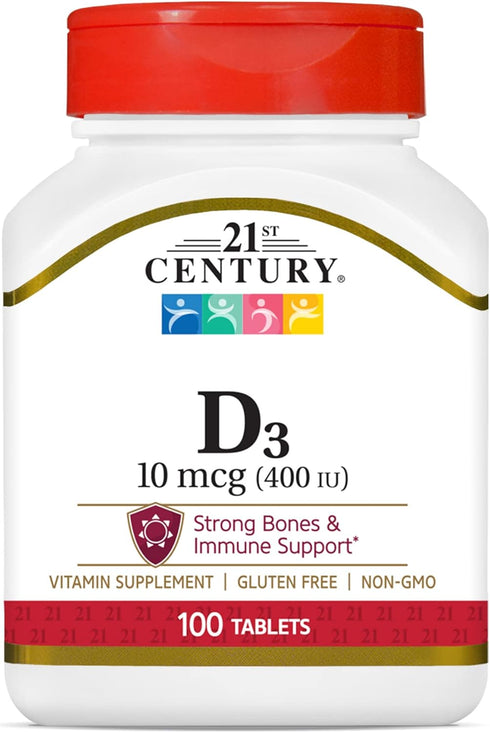 D3 400 IU Tablets by 21st Century, 100 Count