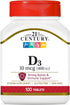 D3 400 IU Tablets by 21st Century, 100 Count