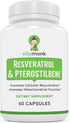 VitaMonk Resveratrol with Pterostilbene, 60 Capsules, 600mg/60mg, Healthy Aging & Longevity Supplement, No Artificial