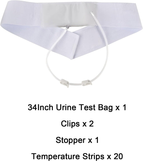 TAZKZZY 34 Inch 20 Urine Storage Belt with Catheter, Concealed Collector Kit with Temperature Strips, Portable Urine