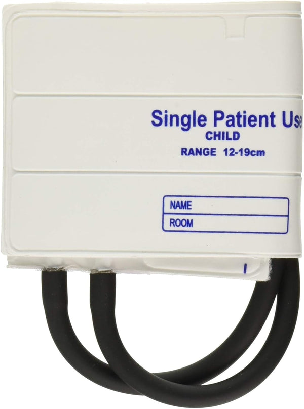 MABIS Single Patient Use Disposable Blood Pressure Cuffs, Child Size with Universal Connectors, 12-19 cm, 5 Count