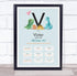 The Card Zoo New Baby Birth Details Christening Nursery Dinosaur Initial V Gift Print