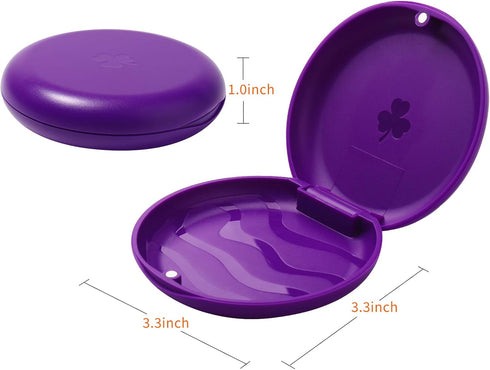 2 Pack Retainer Cases - Solid Orthodontic Retainer Case (Purple)