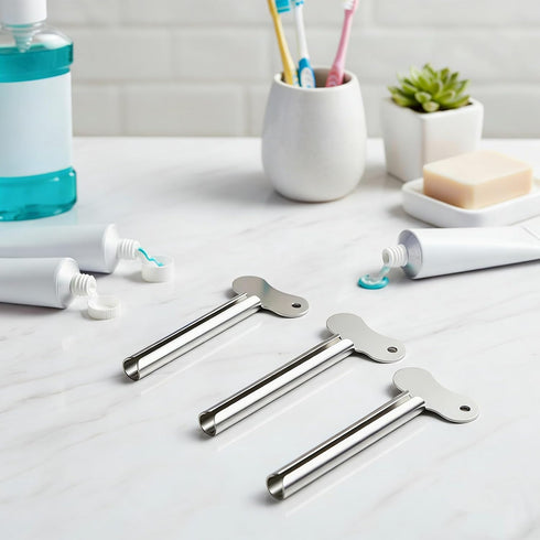Styquenzer 3 PCS Toothpaste Squeezer, Silver Stainless Steels Metal Tube Squeezer Keys Salon Toothpaste Tubes Squeezers
