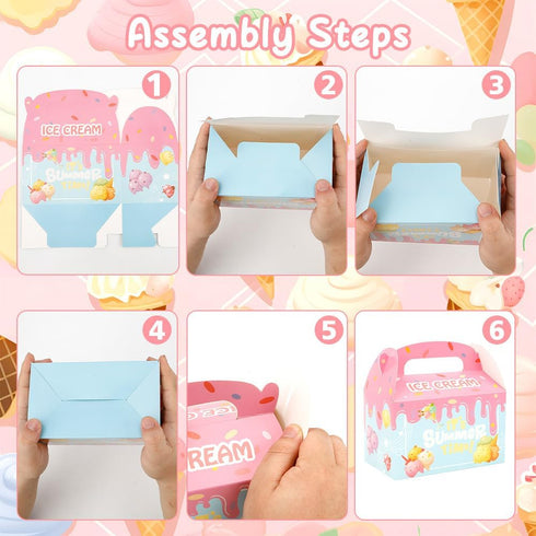 jeowicti 12 Pack Supplies(3.7x6.3x3.7inch) Ice Cream Party Favor Boxes Gift Boxes Folding Paper Treat Box Goodie Box