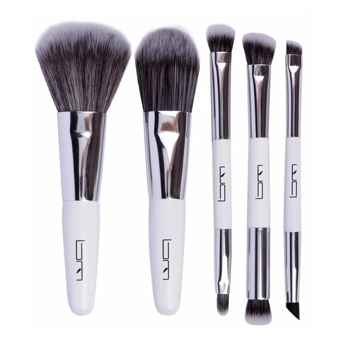 Travel Makeup Brushes Set with Pouch, 5PCS Double Ended Mini Cosmetic Brushes Kit for Professional Use