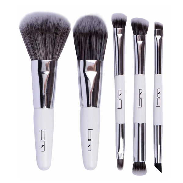 Travel Makeup Brushes Set with Pouch, 5PCS Double Ended Mini Cosmetic Brushes Kit for Professional Use