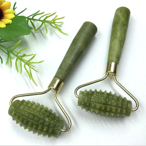 LadyCent Slimming Roller-1 Jade Stone Facial Massage Roller, for Face Eye Face Neck Natural Massager Guasha Scraper
