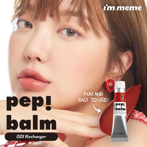 I'M MEME Lip and Cheek Tint - PepBalm 001 Recharger, Liquid Blush with Shea Butter, Travel-Friendly, 0.52 Oz