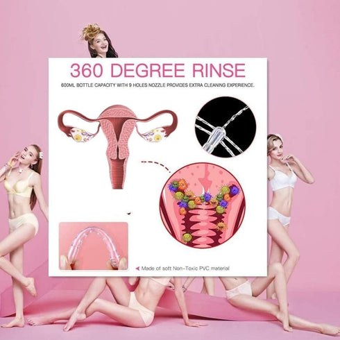 NINXIMI 600ml Vaginal Douche Enema Cleaner Reusable Manual Pressure Anal Vaginal Cleaning System Portable Kit