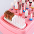 2 in 1 Pink Nail Drill Bit Holder and Cleaner Brush Case, 30 Holes Dust-proof Nail Bit Organizer Storage Box