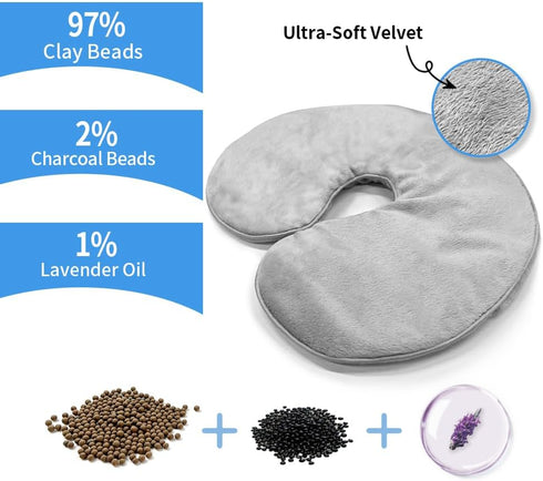 Heated Face Mask - Microwave Heating Pad for Sinus, Migraine, and Headache Relief, Hot Cold Use with Washable Cover -
