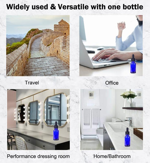 AKOAK 30ml Blue Glass Bottle with Dropper, Pack of 3 for Essential Oils or Laboratory Chemicals
