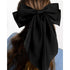 VELSCRUN Hair Bows for Women - 3Pcs Big Hair Clips in White, Black, Brown - Silky Satin Hair Barrettes for Long Hair