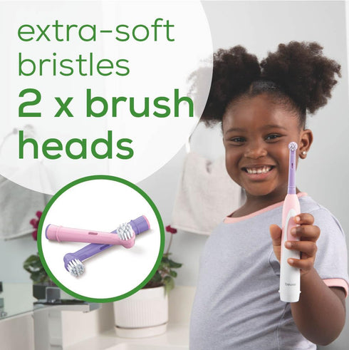 Beurer TB10 Kids Electric Toothbrush Kit - Fun Polly The Panda Cap, 2 Extra-Soft Brush Heads, BPA-Free