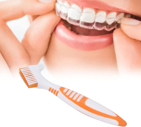 Denture Brush Denture Toothbrush Washing Brush Dual Head Tools for Denture Care and Oral Hygiene