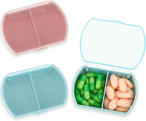 Sibba 2 PCS Pill Organizer Box Case - Waterproof Travel Medicines Container, Cute Fish Oil Holder, Mini Pillbox