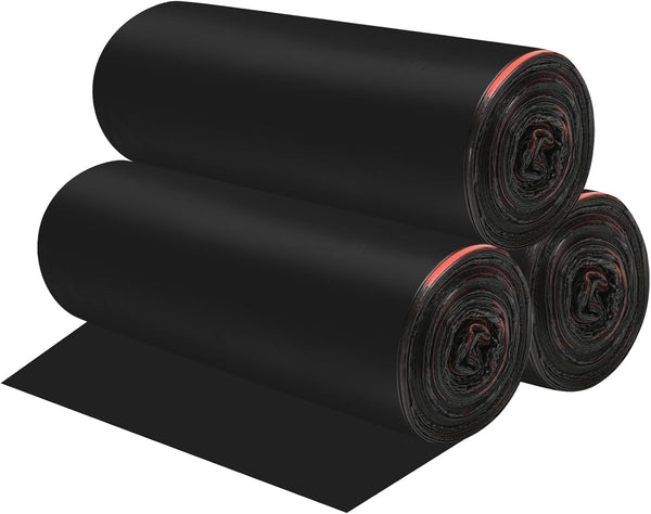 4 Gallon Drawstring Trash Bags, 60 Counts (3 Rolls) for Office, Bathroom, Kitchen, Bedroom, Black Garbage Bags