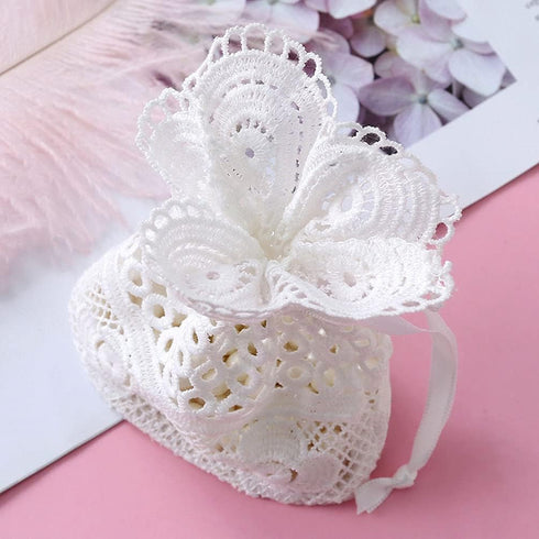 Teensery 3 4" 5.5" Pcs Cotton Drawstring Gift Bags Embroidery Lace Floral Pouches for Christmas Wedding Birthday