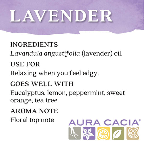 Aura Cacia 100% Pure Lavender Essential Oil, 0.5 fl. oz, Therapeutic Grade, Calm Relaxing Aroma